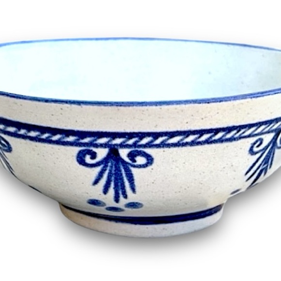 White Pottery Bowl Blue Designs/Ramen Noodle, Ice Cream, Snacks, or Decorative - Picture 6 of 12